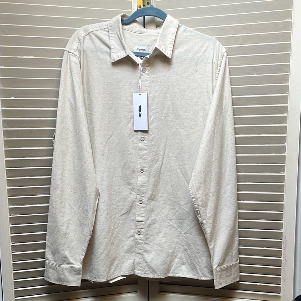 NWT Rhythm. Men's Linen Cotton Blend Button Down Shirt